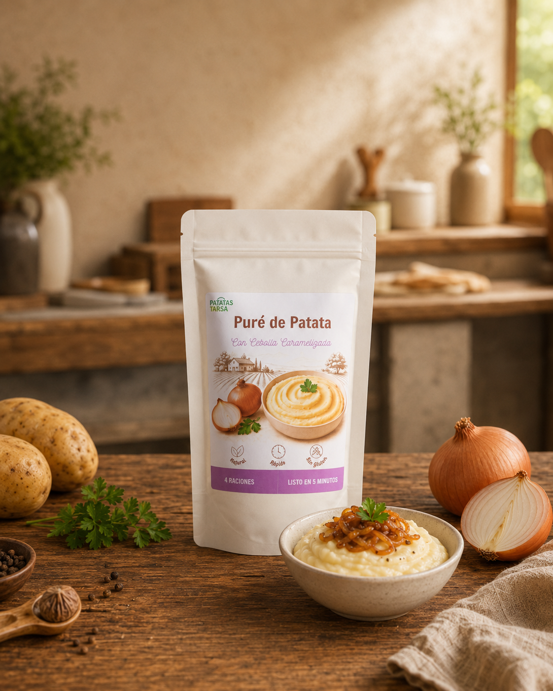 Puré de patata con cebolla caramelizada Patatas Tarsa