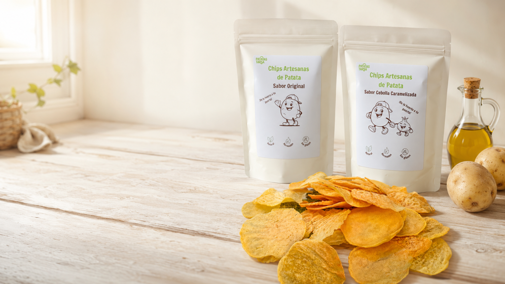 Pack familiar de cinco bolsas de chips artesanas Patatas Tarsa