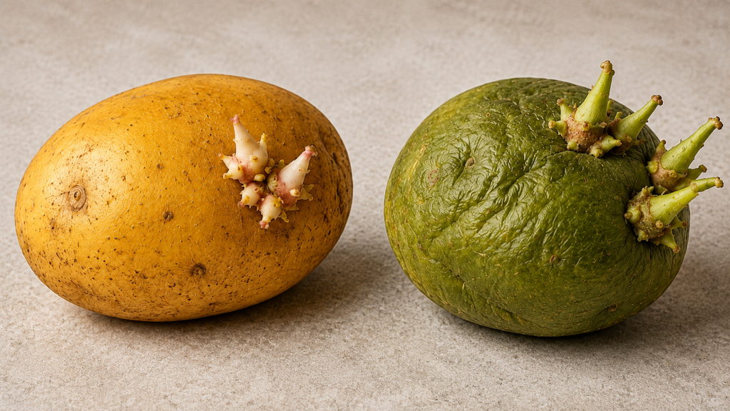 Las patatas verdes que brotan no deben consumirse
