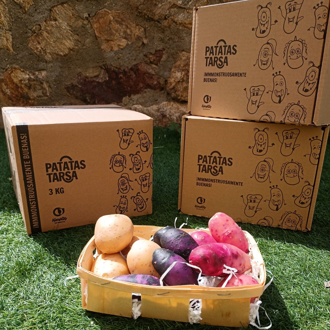 Pack Arcoriris de patata agria, rosa y violeta de Patatas Tarsa